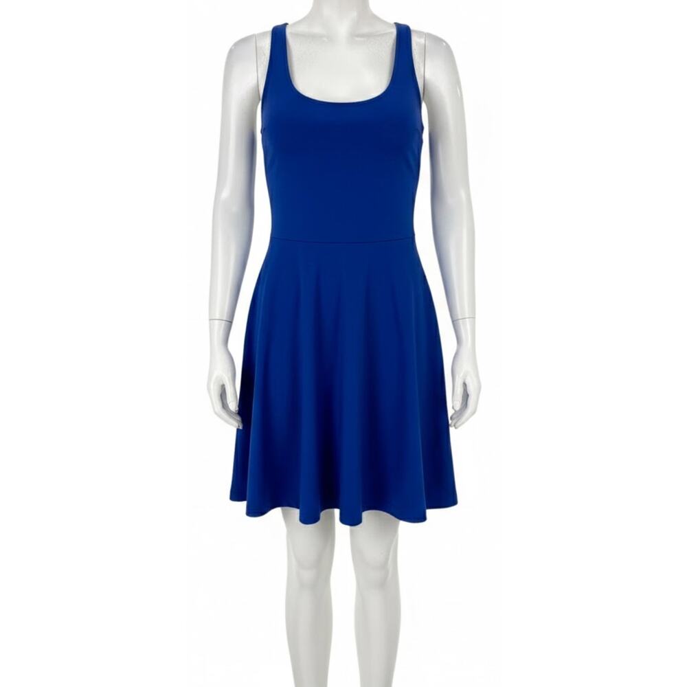 HM Dress Women XS Blue Strappy Back Feminine Minimalist Fit Flare A Line